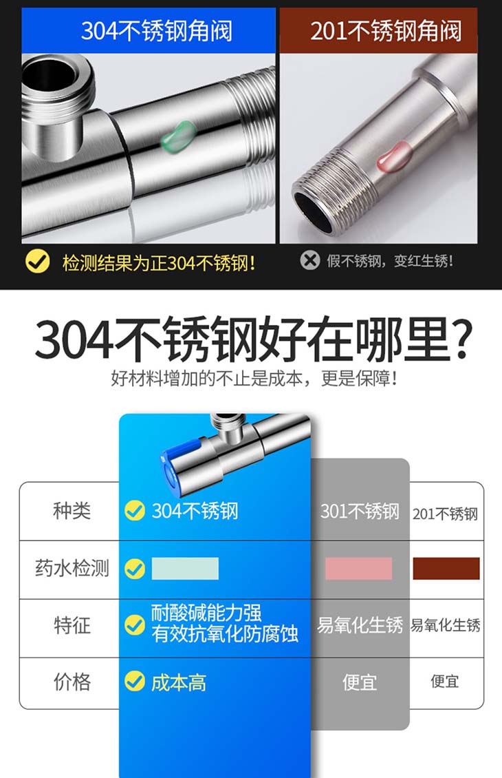 加长三角阀304不锈钢热水器开关入墙加长加厚马桶角阀4分止水阀门
