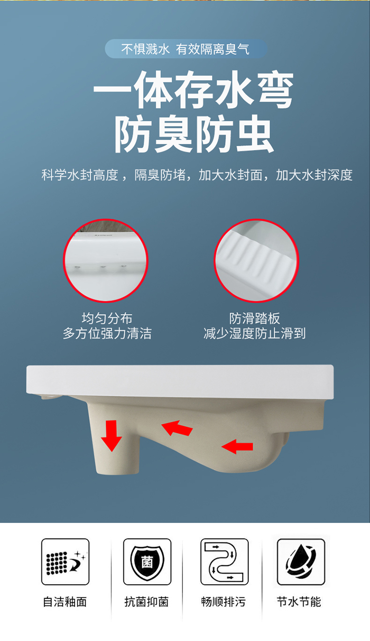 工程陶瓷蹲便器卫生间蹲坑式厕所大便器冲水箱整套装便盆便池