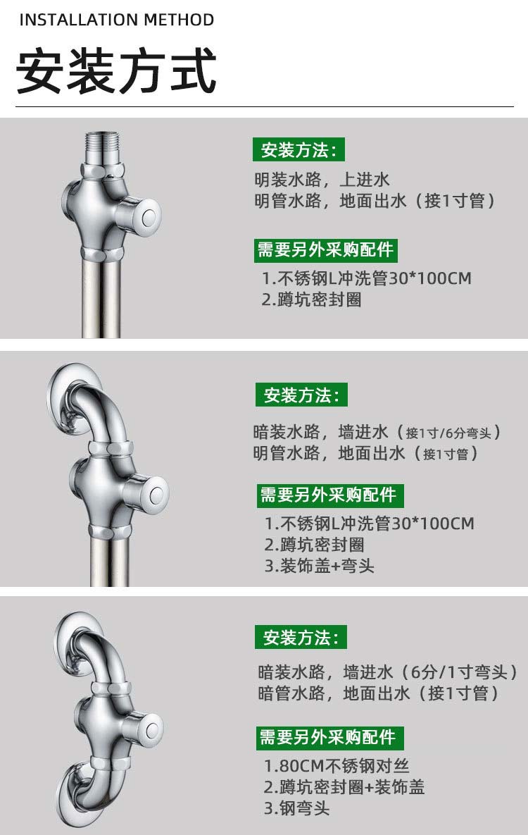全铜蹲便器冲水阀便池手按式大便冲洗阀门厕所卫生间延时阀