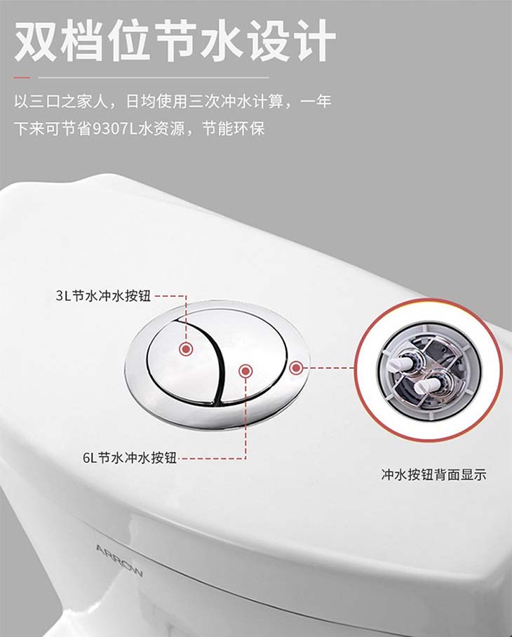 工程抽水马桶横排墙排地排250mm直冲式後出水後排防溅单孔全靠墙坐便器